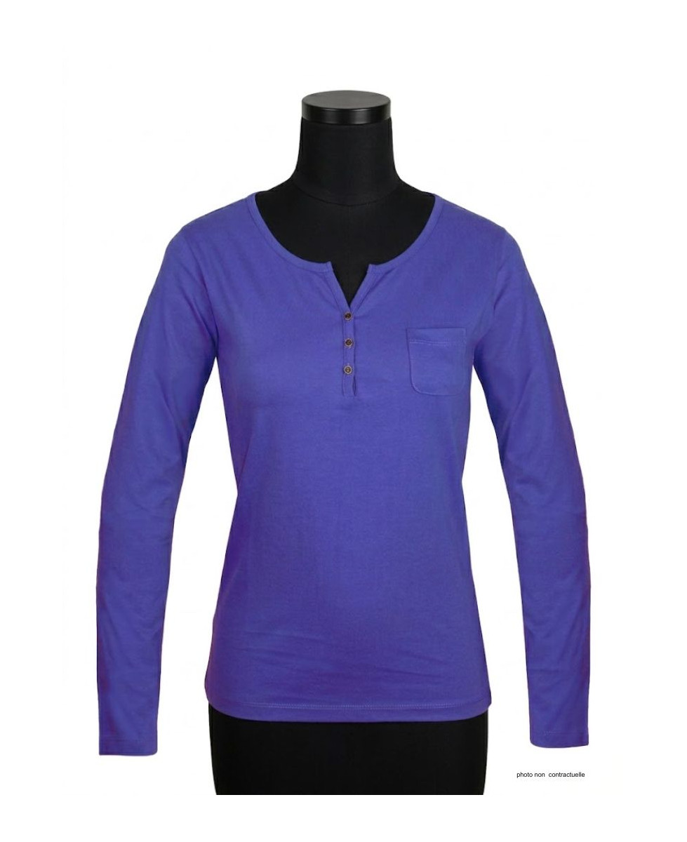 Tee-shirt MAYFLOWER NABAB1 - Manches longues col tunisien bleu