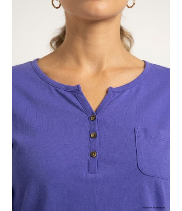 Tee-shirt MAYFLOWER NABAB1 - Manches longues col tunisien bleu