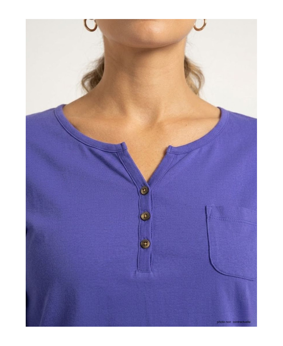 Tee-shirt MAYFLOWER NABAB1 - Manches longues col tunisien bleu