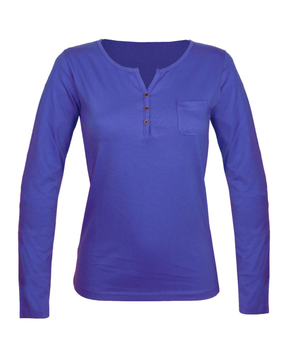 Tee-shirt MAYFLOWER NABAB1 - Manches longues col tunisien bleu