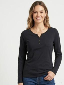 Tee-shirt MAYFLOWER NABAB4 noir - Manches longues col tunisien