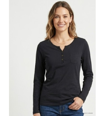 Tee-shirt MAYFLOWER NABAB4 noir - Manches longues col tunisien