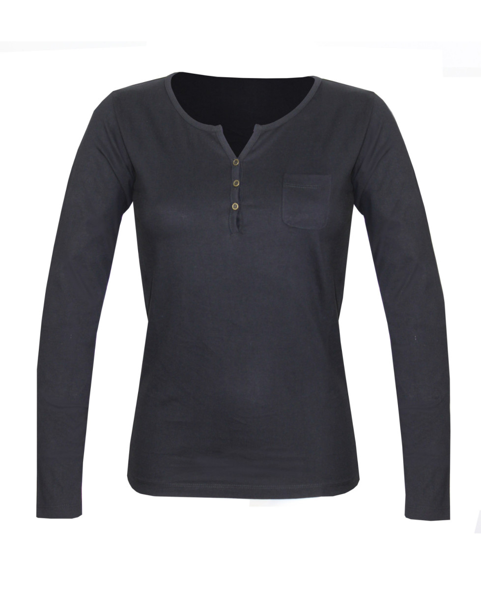 Tee-shirt MAYFLOWER NABAB4 noir - Manches longues col tunisien