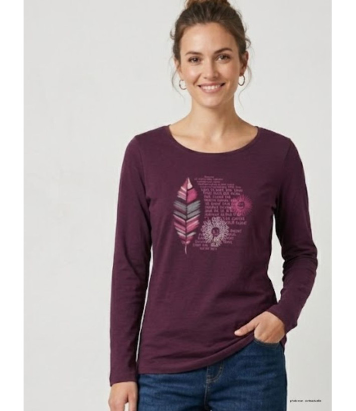 Tee-shirt MAYFLOWER NACHO2 - Manches longues violet sérigraphié
