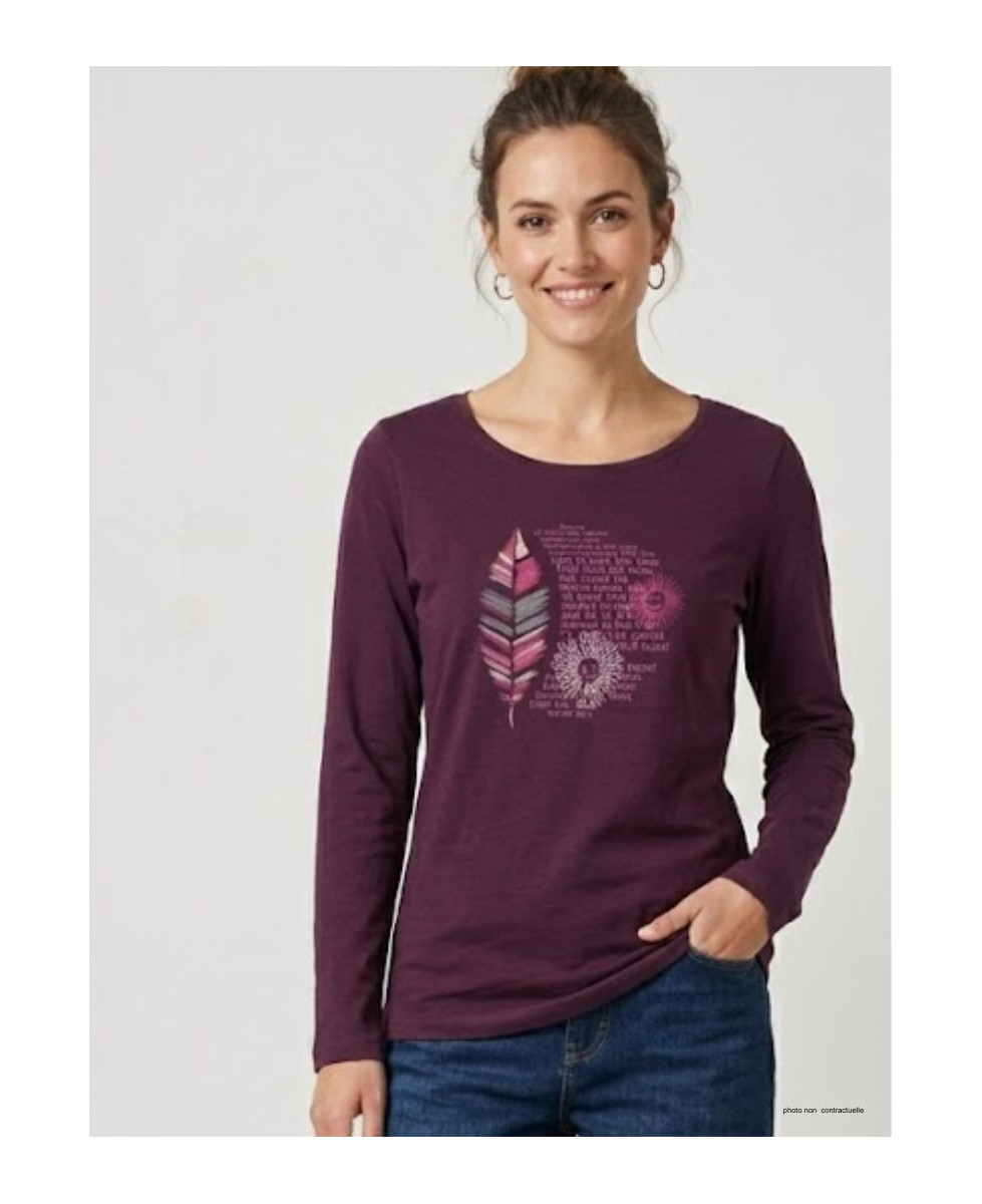 Tee-shirt MAYFLOWER NACHO2 - Manches longues violet sérigraphié