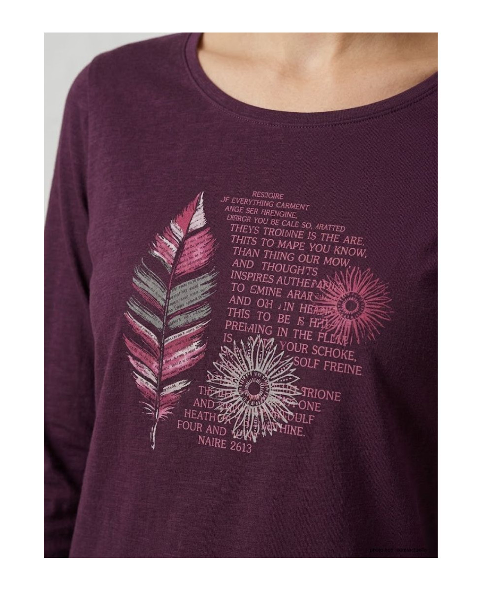 Tee-shirt MAYFLOWER NACHO2 - Manches longues violet sérigraphié