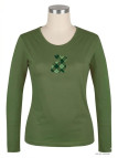 Tee-shirt NAMUR3 vert olive col rond sérigraphie femme