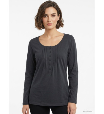 MAYFLOWER NANNY3 - Tee-shirt Modulable Noir en Coton Stretch