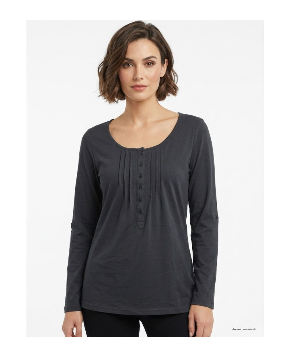 MAYFLOWER NANNY3 - Tee-shirt Modulable Noir en Coton Stretch