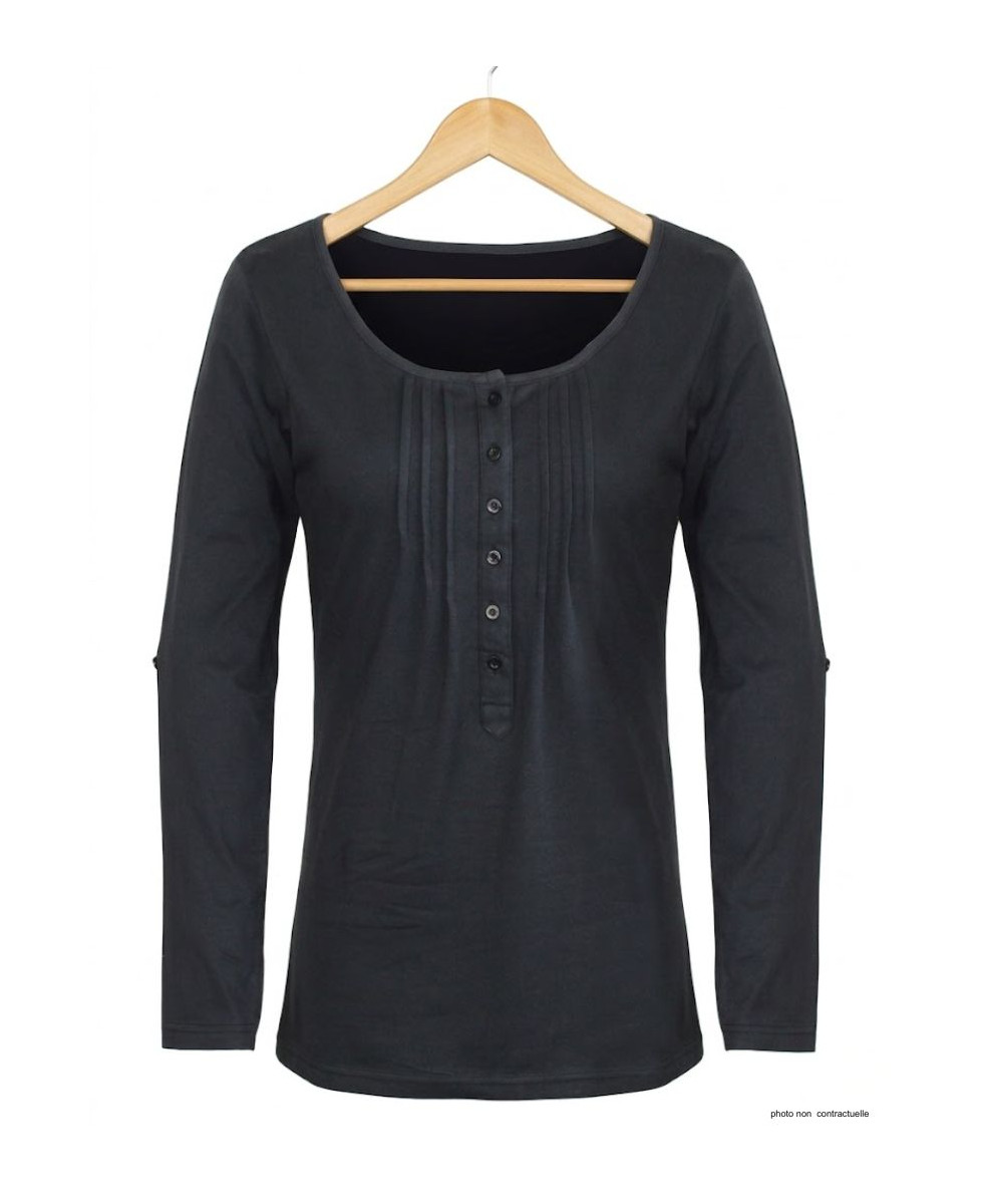 MAYFLOWER NANNY3 - Tee-shirt Modulable Noir en Coton Stretch