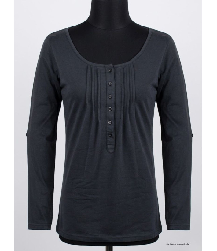 MAYFLOWER NANNY3 - Tee-shirt Modulable Noir en Coton Stretch