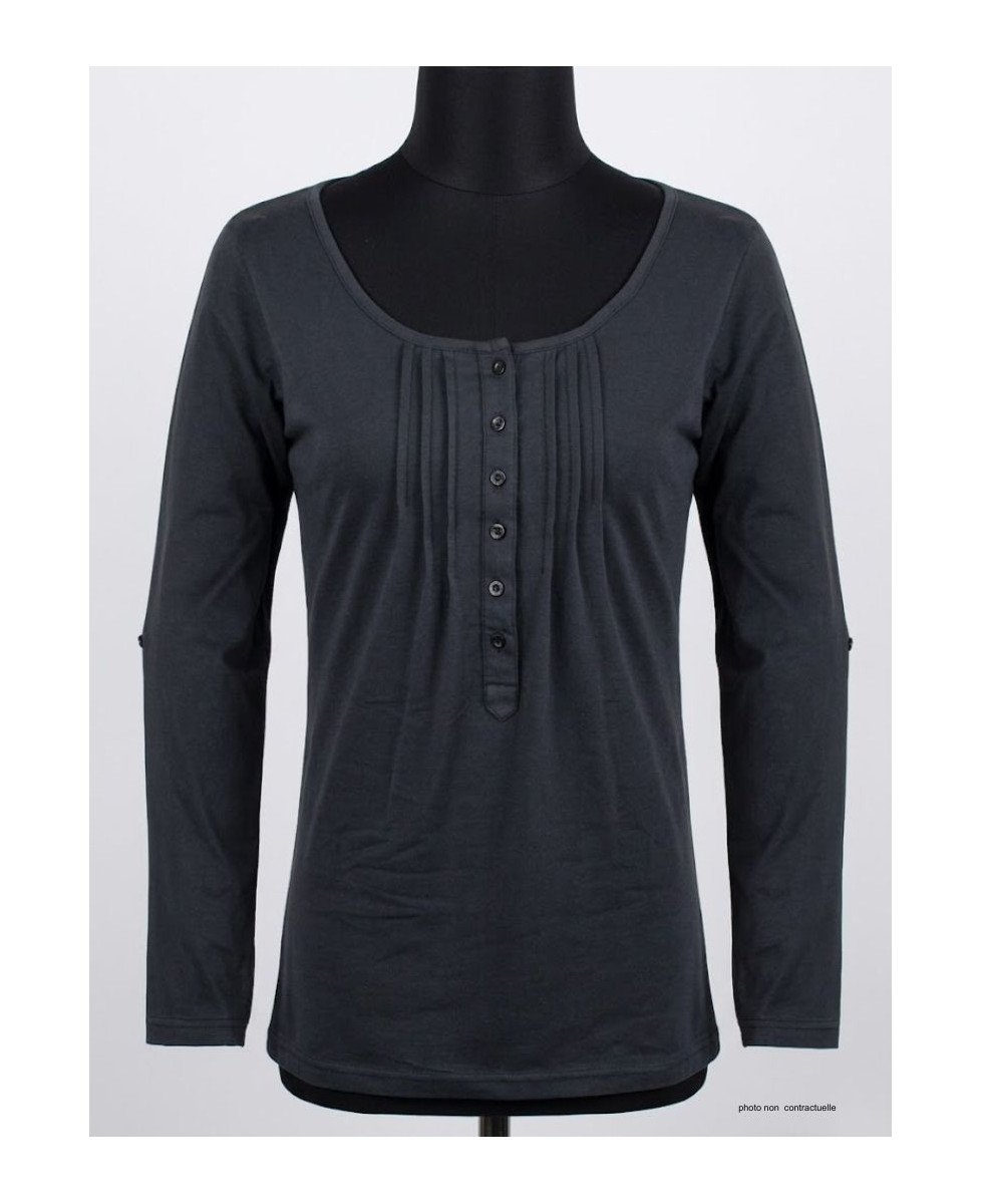MAYFLOWER NANNY3 - Tee-shirt Modulable Noir en Coton Stretch