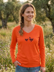 MAYFLOWER NAPOLI1 - Tee-shirt Orange à Imprimé Poule et Col V
