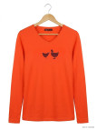 MAYFLOWER NAPOLI1 - Tee-shirt Orange à Imprimé Poule et Col V