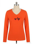 MAYFLOWER NAPOLI1 - Tee-shirt Orange à Imprimé Poule et Col V