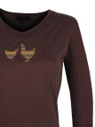 MAYFLOWER NAPOLI4 - Tee-shirt Marron à Imprimé Poule et Col V