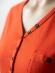 MAYFLOWER NATALI1 - Tee-shirt Orange Col V Boutonné 100% Coton
