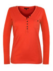 MAYFLOWER NATALI1 - Tee-shirt Orange Col V Boutonné 100% Coton