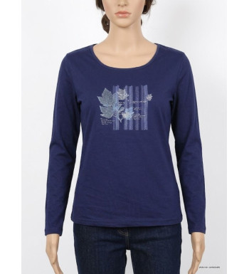 MAYFLOWER NAVY2 - Tee-shirt Marine à Sérigraphie Tendance