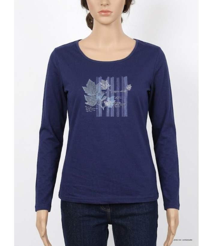 MAYFLOWER NAVY2 - Tee-shirt Marine à Sérigraphie Tendance