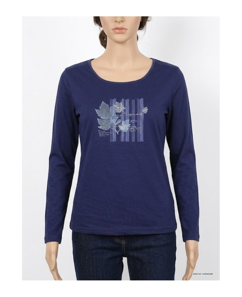 MAYFLOWER NAVY2 - Tee-shirt Marine à Sérigraphie Tendance