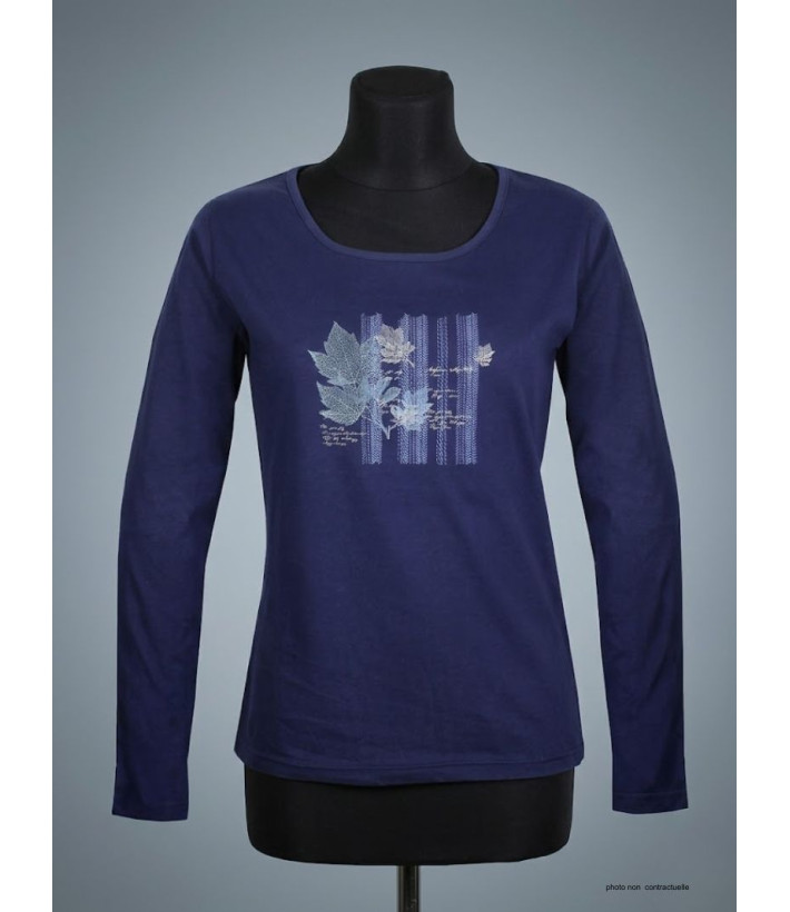 MAYFLOWER NAVY2 - Tee-shirt Marine à Sérigraphie Tendance