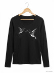 Mayflower NAWA1 - Tee-shirt Manches Longues Noir Motif Colibri