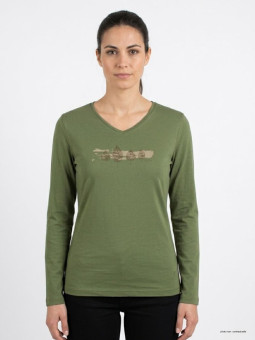 Mayflower NERVAL4 - Tee-shirt Femme Manches Longues Vert Olive