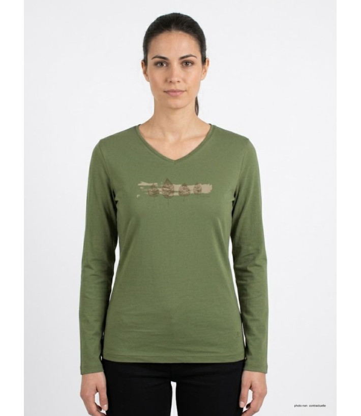 Mayflower NERVAL4 - Tee-shirt Femme Manches Longues Vert Olive