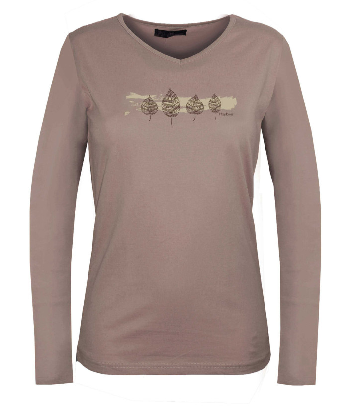 Mayflower NERVAL5 - Tee-shirt Femme Manches Longues Beige Col V
