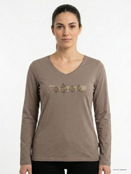 Mayflower NERVAL5GT - Tee-shirt Femme Grande Taille Beige Col V