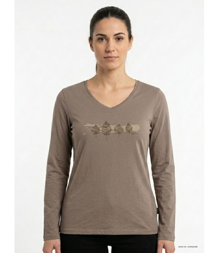 Mayflower NERVAL5GT - Tee-shirt Femme Grande Taille Beige Col V