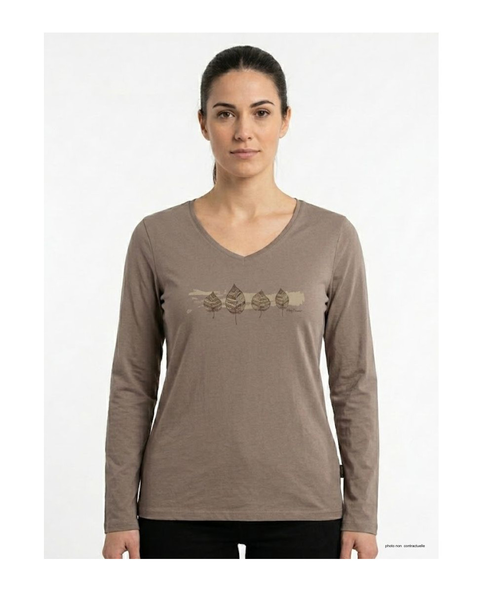 Mayflower NERVAL5GT - Tee-shirt Femme Grande Taille Beige Col V