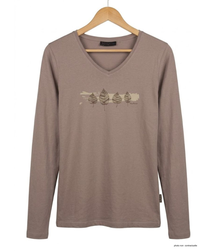 Mayflower NERVAL5GT - Tee-shirt Femme Grande Taille Beige Col V