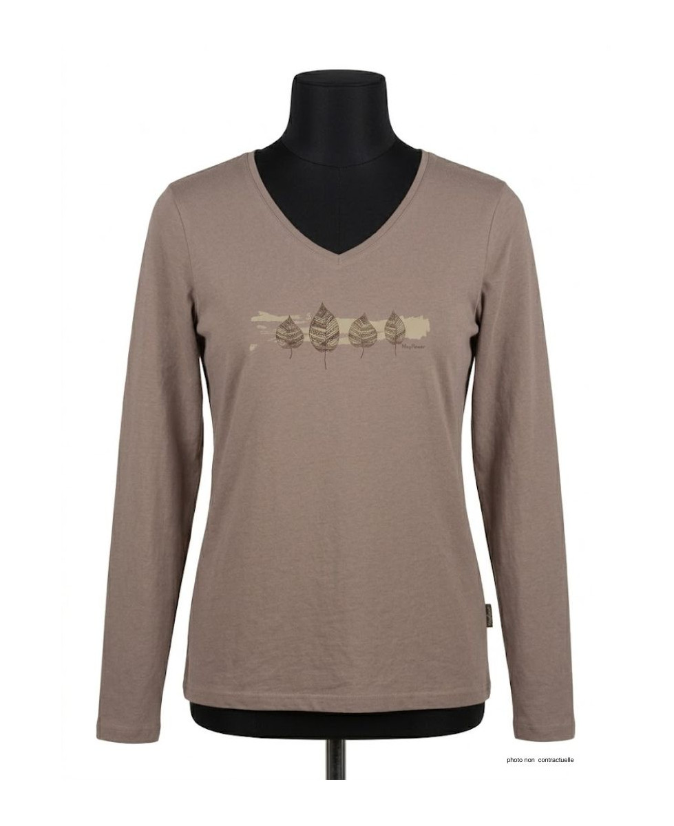 Mayflower NERVAL5GT - Tee-shirt Femme Grande Taille Beige Col V