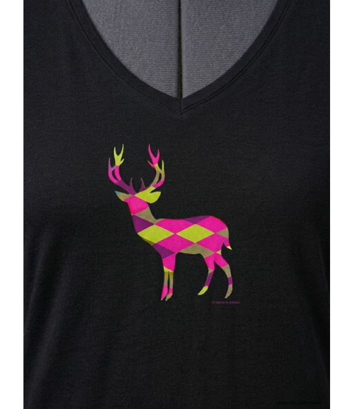 Mayflower NICO2 - Tee-shirt Manches Longues Noir Motif Cerf