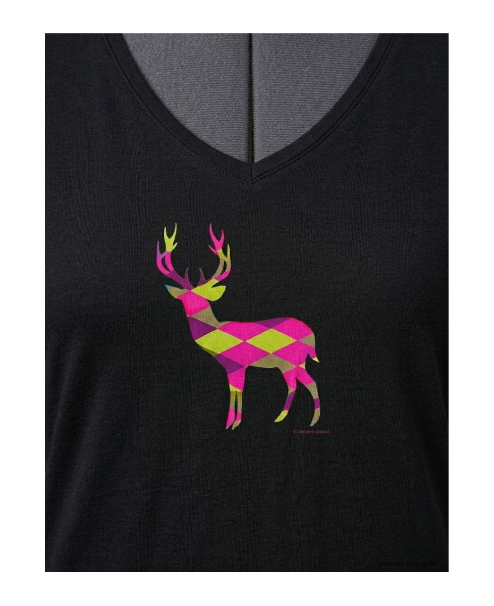 Mayflower NICO2 - Tee-shirt Manches Longues Noir Motif Cerf