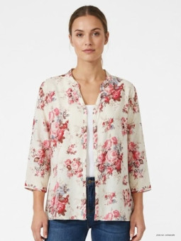 Mayflower N3122B : Chemisier Manches 3/4 Floral & Fluide