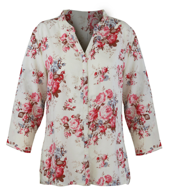 Mayflower N3122B : Chemisier Manches 3/4 Floral & Fluide