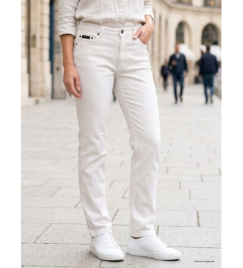 Pantalon Mayflower FIANA2 Blanc : Coupe Droite & Stretch