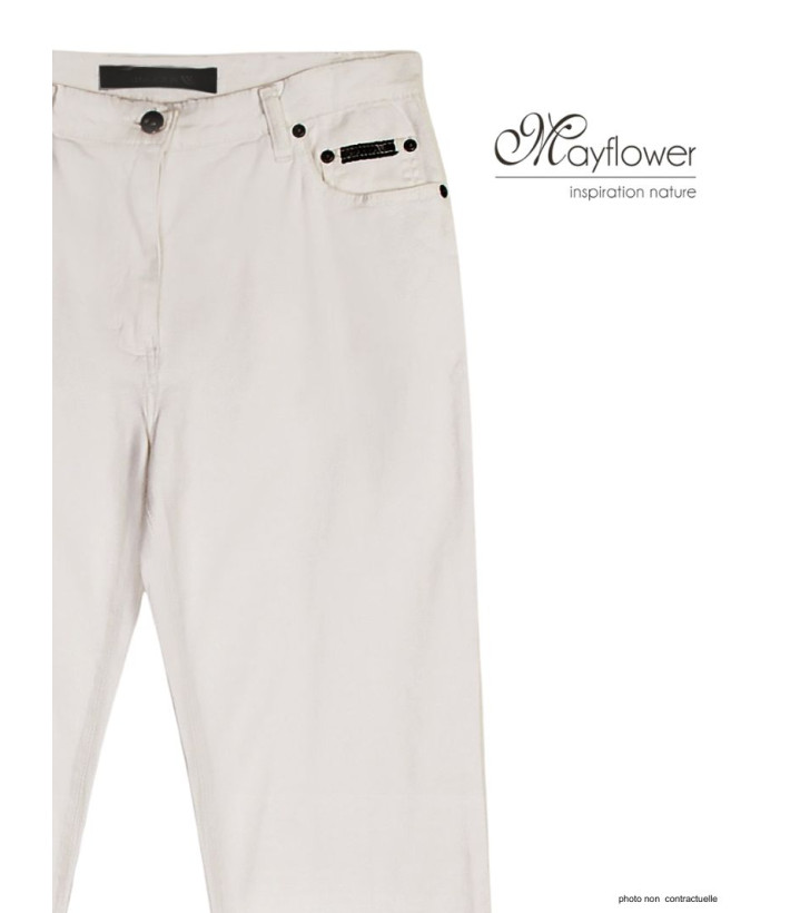 Pantalon Mayflower FIANA2 Blanc : Coupe Droite & Stretch