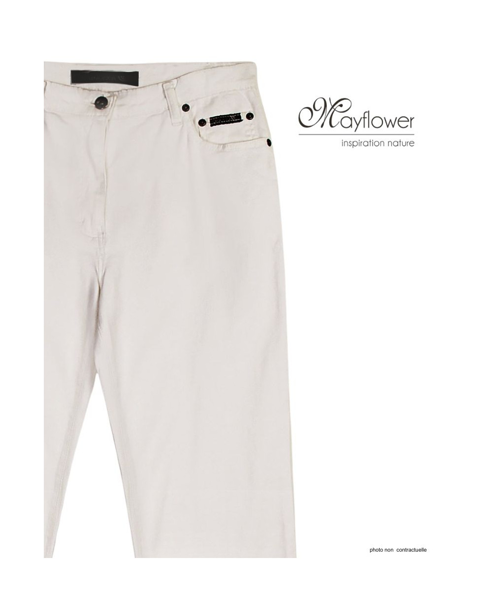 Pantalon Mayflower FIANA2 Blanc : Coupe Droite & Stretch