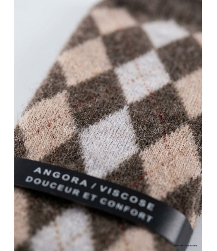 Mayflower CHO741 : Chaussettes mi-bas Angora & Laine Marron