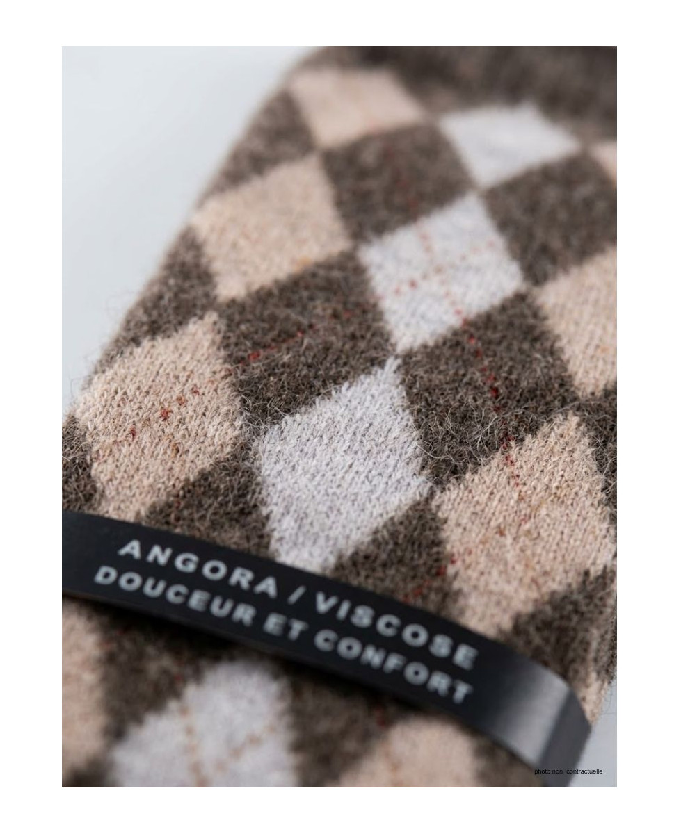 Mayflower CHO741 : Chaussettes mi-bas Angora & Laine Marron