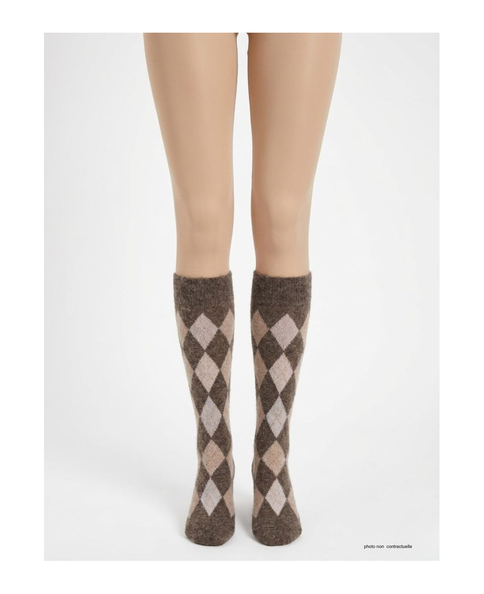 Mayflower CHO741 : Chaussettes mi-bas Angora & Laine Marron