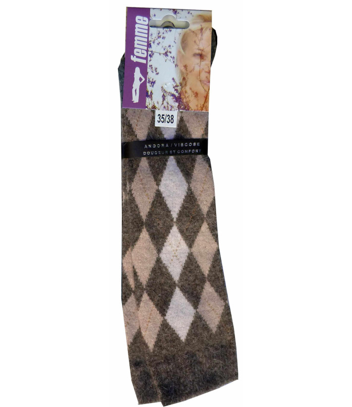 Mayflower CHO741 : Chaussettes mi-bas Angora & Laine Marron