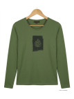 MAYFLOWER NIKKI4 : Tee-shirt manches longues olive en coton
