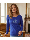 MAYFLOWER NILSEN1 : Tee-shirt bleu motif deux chats en coton