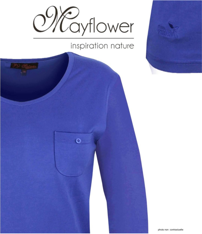 MAYFLOWER NINJA3 : Tee-shirt manches longues bleu roi uni