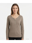 MAYFLOWER NINON3 : Tee-shirt manches longues taupe coton flammé